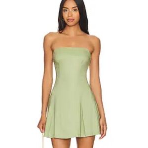 REVOLVE SOVERE Linen Blend Destiny Mini Strapless Dress in Sage Size XS